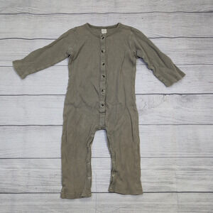2T Kate Quinn Olive Green Waffle Knit Romper